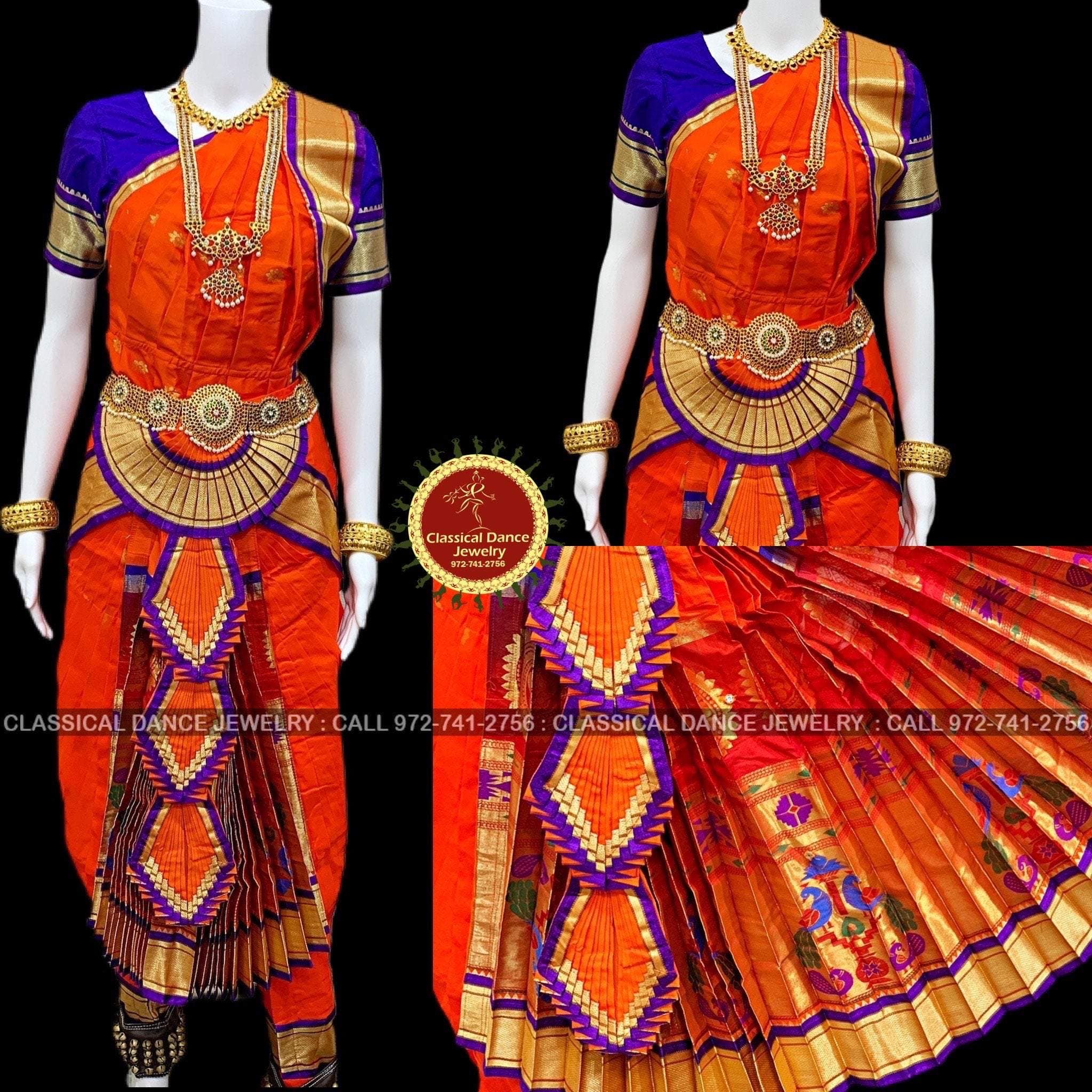 Amazon.com: Mananki Bharatanatyam Dance Dress for Kids Bharatnatyam Dance  Costume (Red) (3-4 Year) : Clothing, Shoes & Jewelry